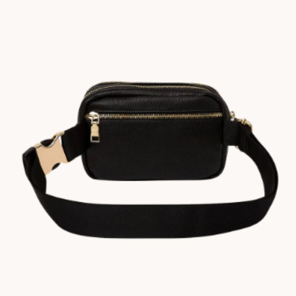 **SOLD** Poppy & Peonies "On The Run" Vegan Leather Belt Bag in black *NWT - Picture 3 of 16
